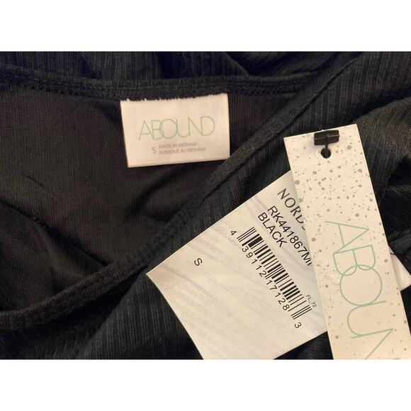 Abound Side Slit Rib Knit Long Sleeve Round Neck Midi Dress Sz Small Black NWT - Picture 6 of 7